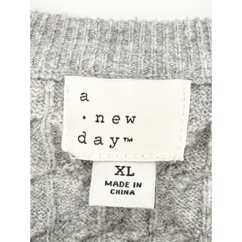 A New Day Women's Crewneck Cable-knit Pullover Sweater Gray Size XL - Picture 5 of 8